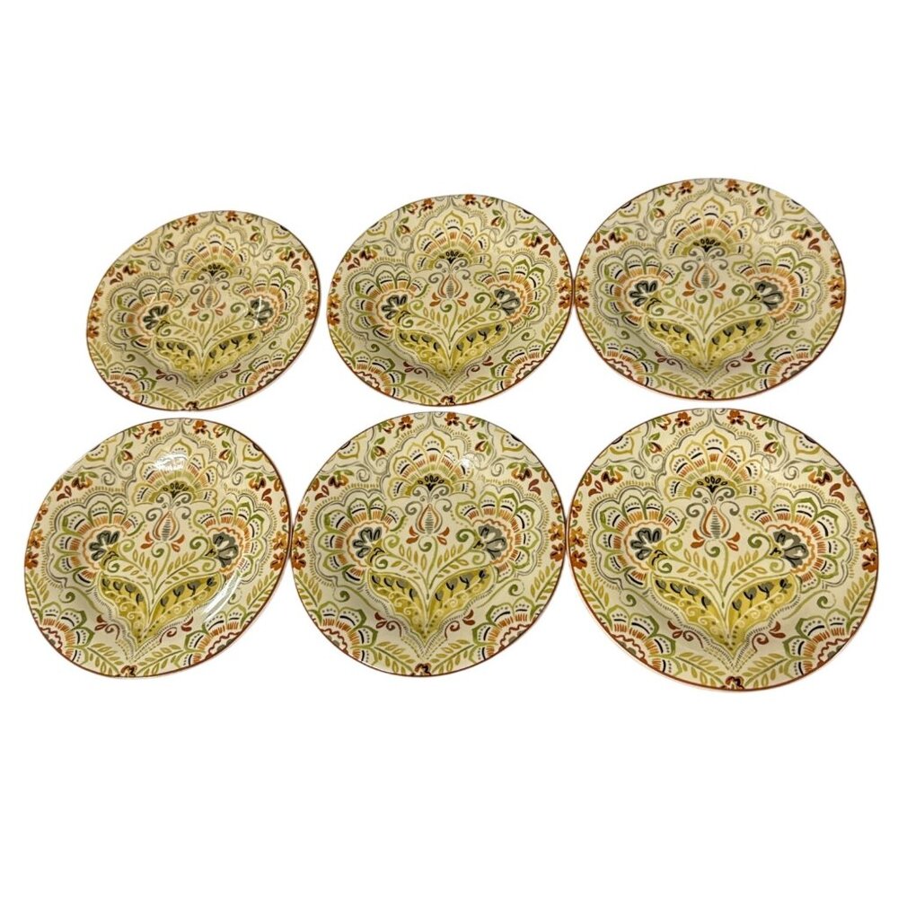 6 Pier 1 Imports Sonora Yellow Moroccan Style Ceramic Appetizer Plates  6.5" - Picture 2 of 5